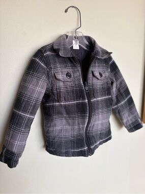 OshKosh B'gosh Black & Gray Plaid Puffer Jacket Size 2T/2A Lumberjack Outdoors